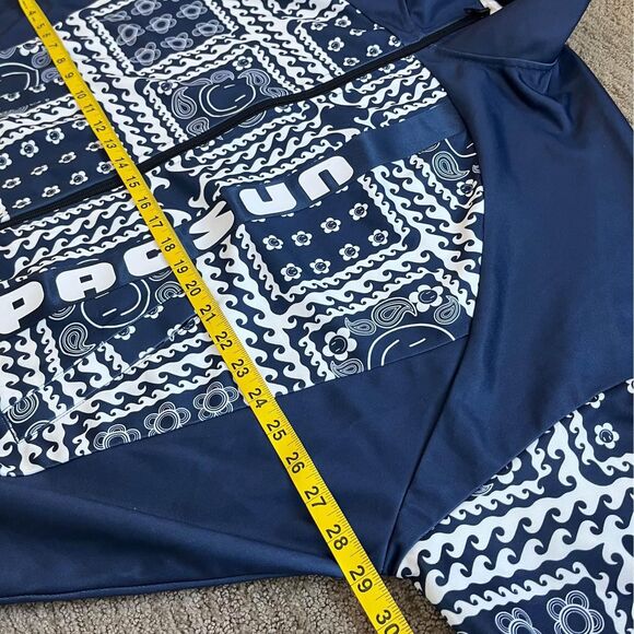 Pacsun x Oli Carrillo Smiley Face Bandana Print Blue White Full-Zip Size S - Picture 8 of 9